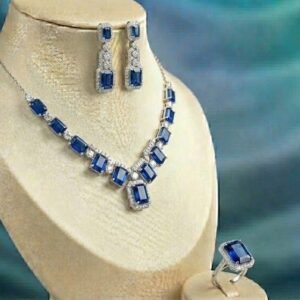 Classic Emerald Necklace - Blue